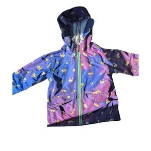 Hatley Toddler Size 2 Rain Jacket Fun Frenchie Dog Hot Dog Skateboard Print